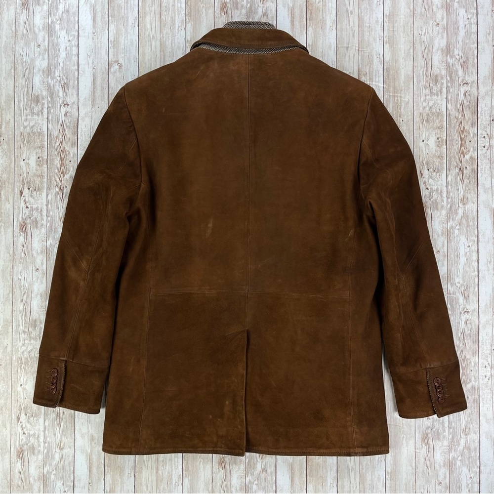 SOLD! FLYNT Distressed Leather Hybrid Coat Jacket Size 42R - Picture 5 of 16